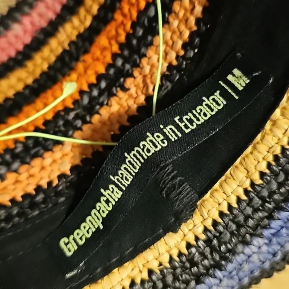 Greenpacha Handwoven Multicolor Boho Bucket Sun Hat Size Medium - Picture 8 of 12
